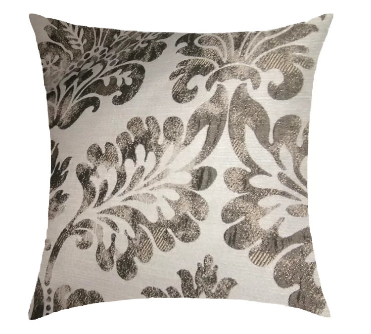 Elegant Vintage Damask Scatter Cushion – Neutral Grey