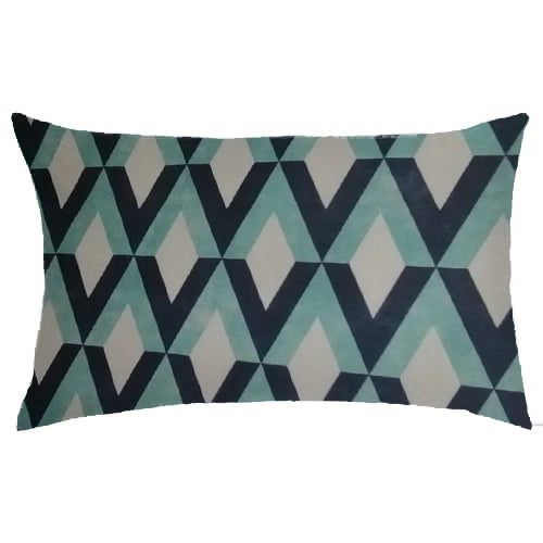 Geometric Aqua & Navy Diamond Scatter Cushion