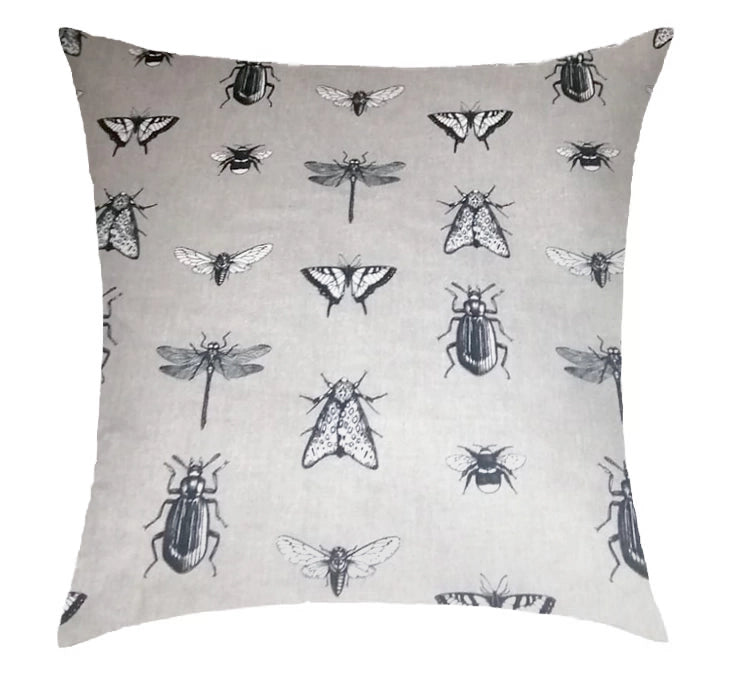 Insect Illustration Scatter Cushion – Natural Linen Look