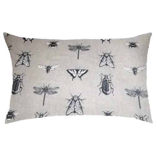 Insect Illustration Scatter Cushion – Natural Linen Look